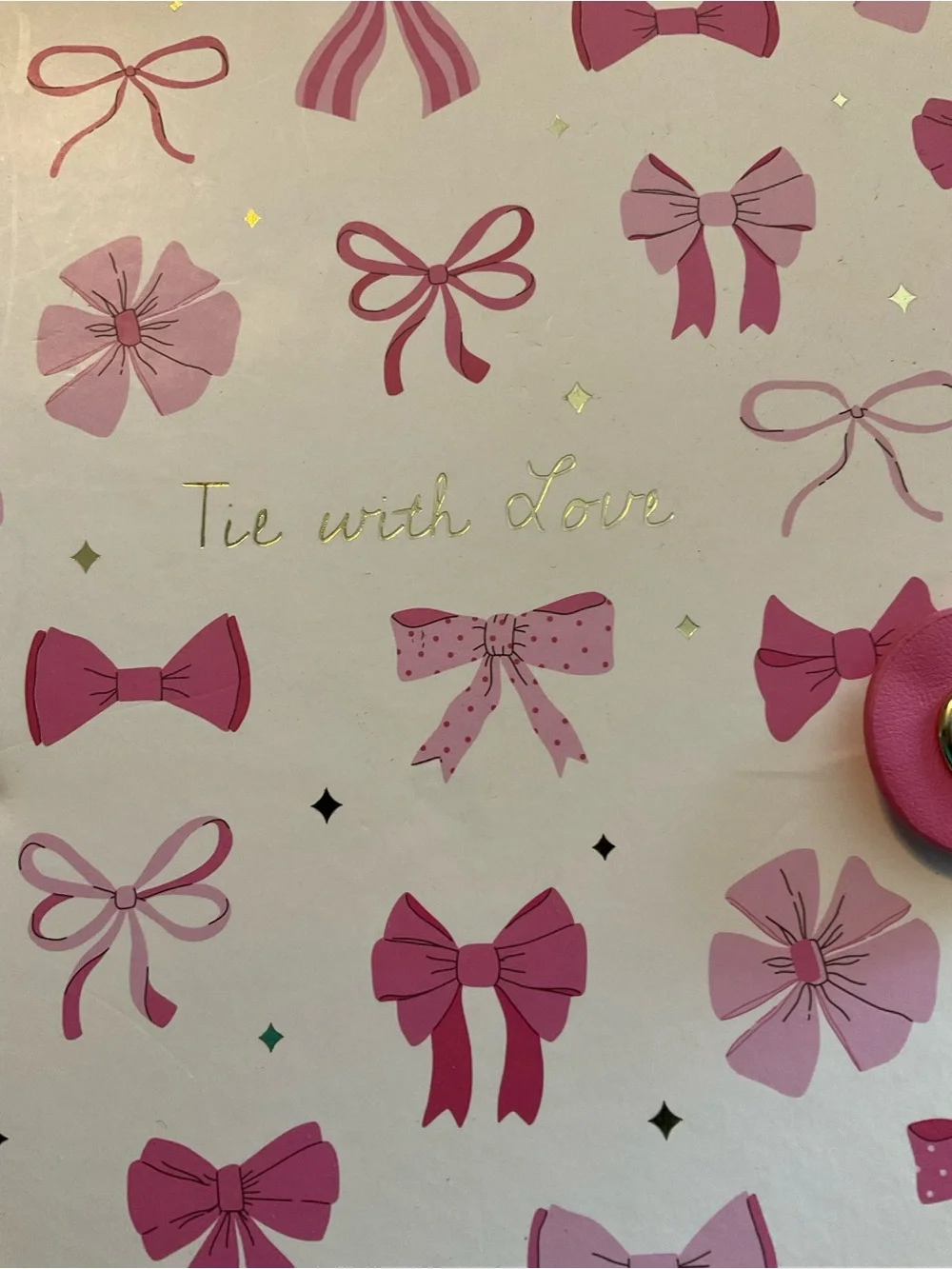 Pink Bow Pattern Spiral Notebook with Button Closure
